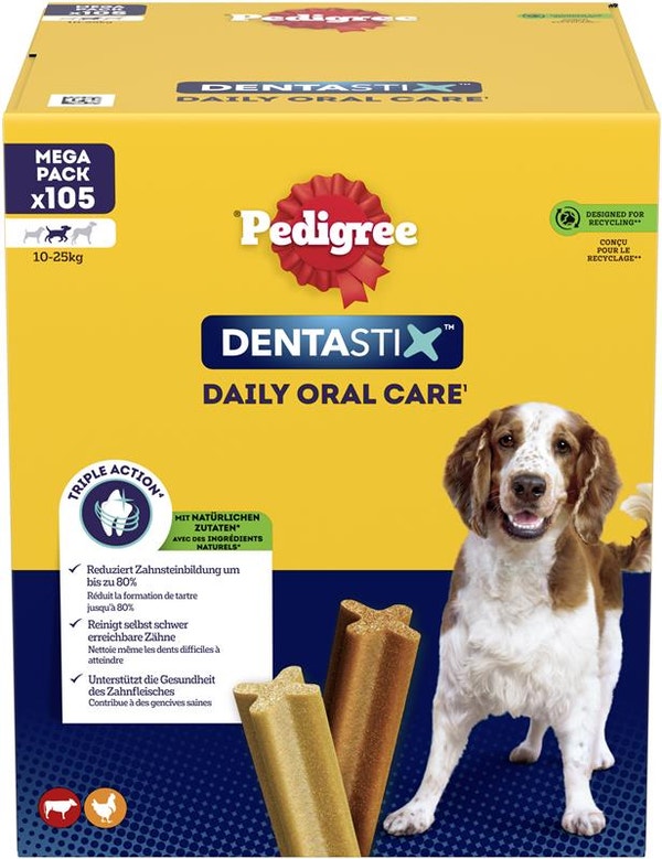 PED DENTASTIX MEDIUM MULTIPACK x105